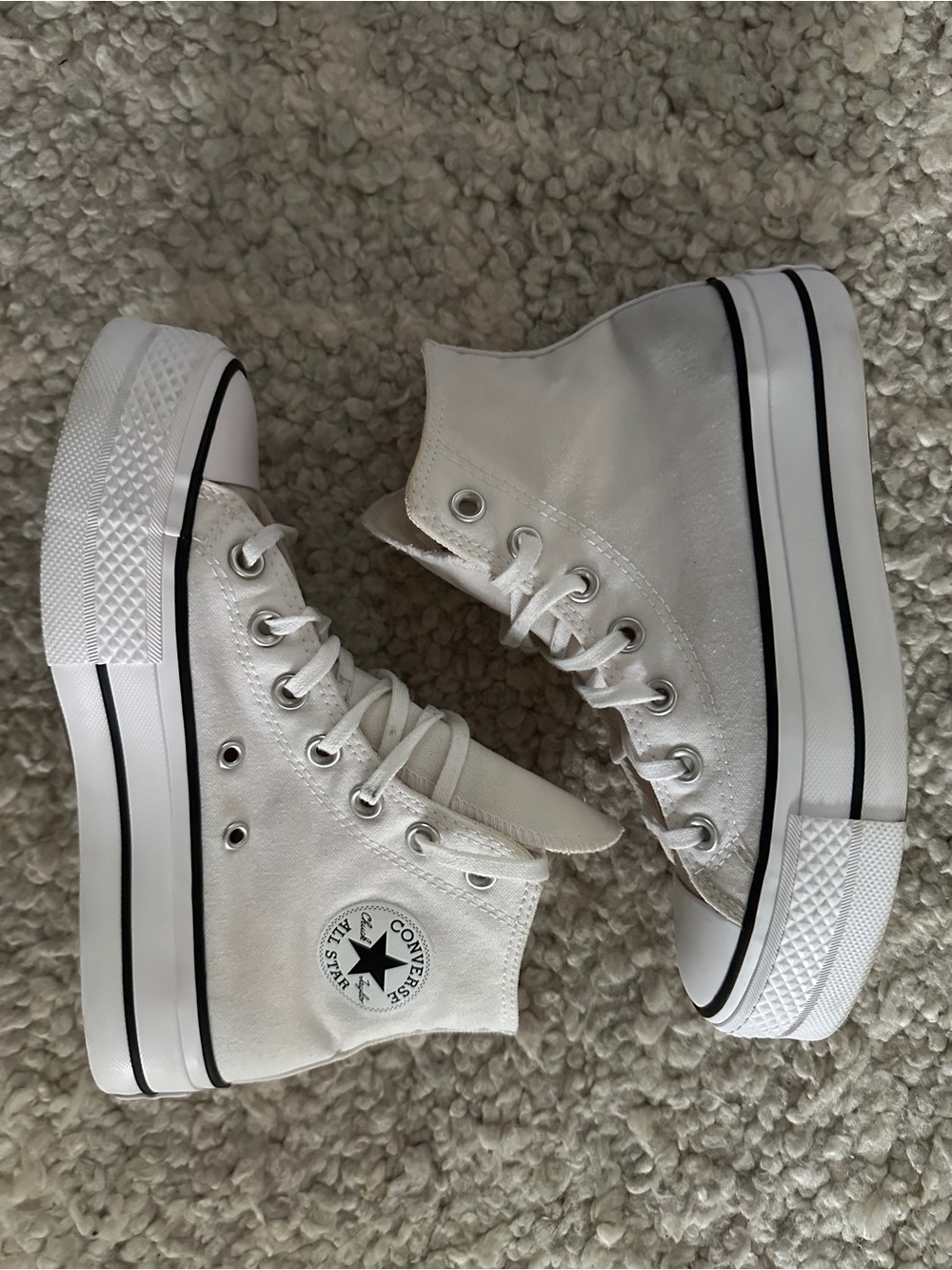 Converse White High Top Platform Sneakers